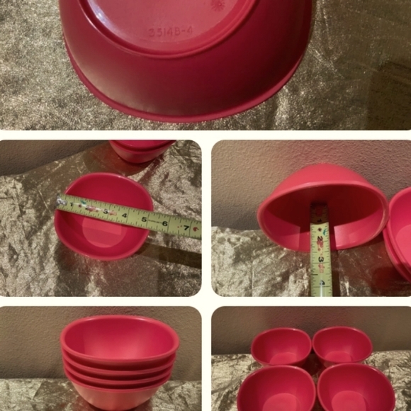 Tupperware 4 x Legacy Soup or Cereal Serving 1.75C bowls New - Pretty Pink Punch - Picture 16 of 16